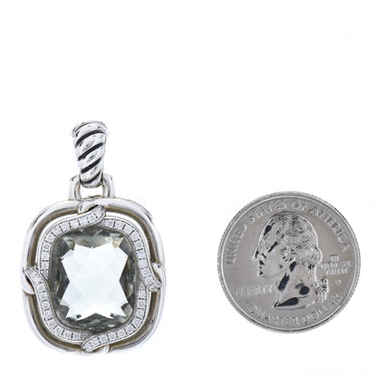 David Yurman Sterling Silver Diamond Prasiolite 19mm Labyrinth Pendant 2 of 3
