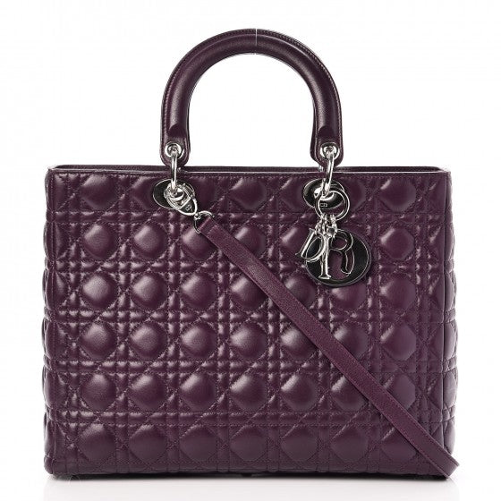Lambskin Cannage Large Lady Dior Purple