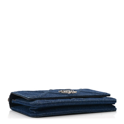 Chanel Denim Quilted Chanel 19 Wallet On Chain WOC Blue 4 of 11