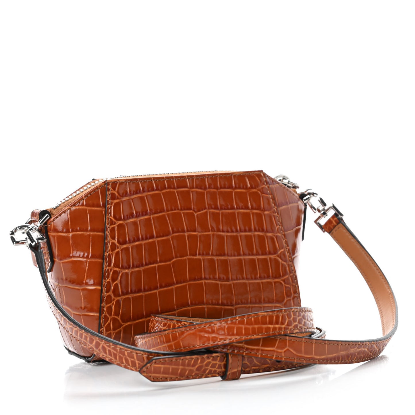 Calfskin Crocodile Embossed Nano Antigona Tan