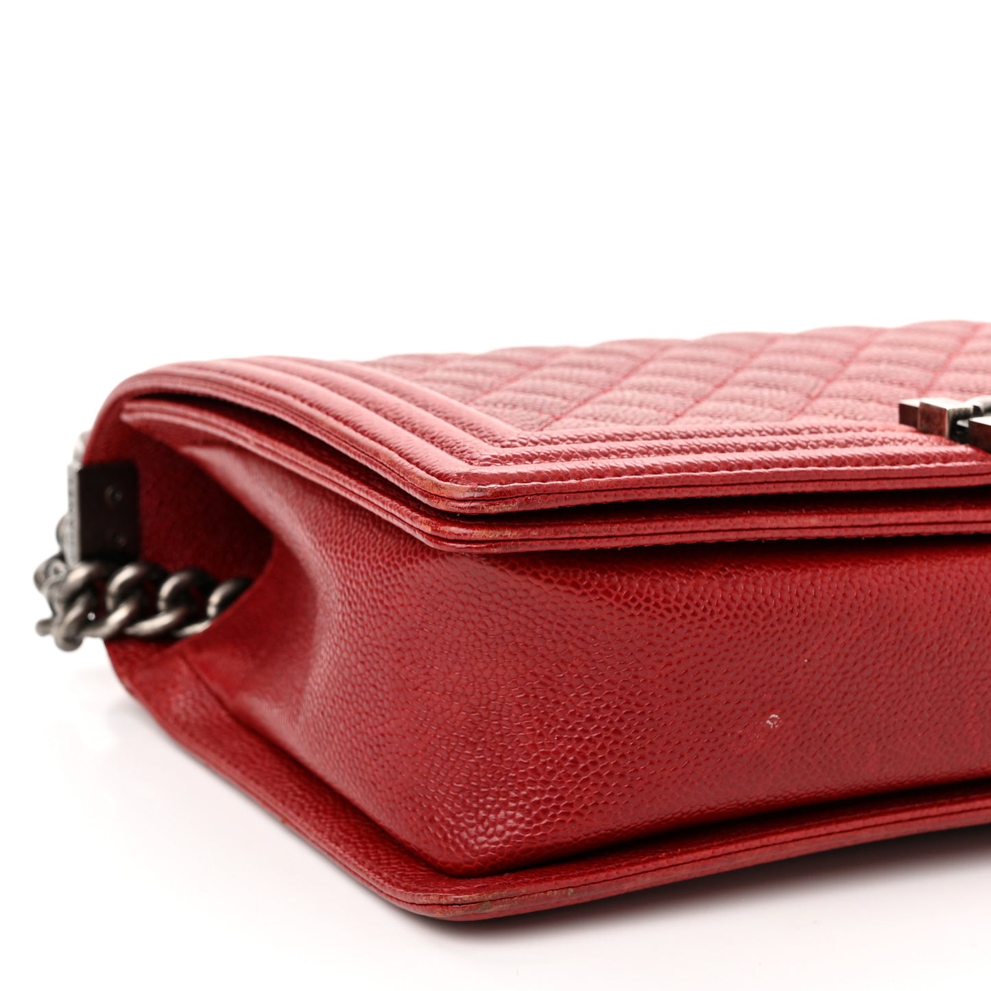 Caviar Quilted New Medium Boy Flap Dark Red