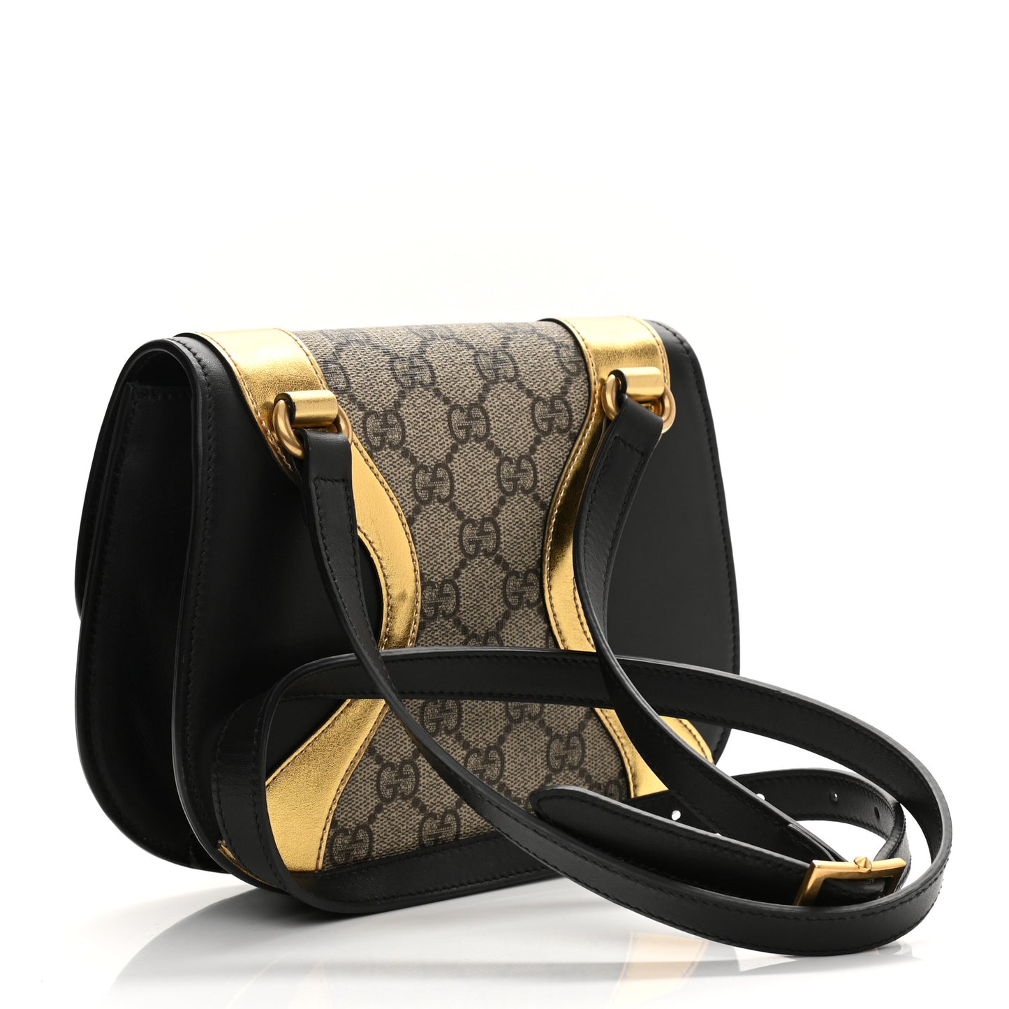 GG Supreme Monogram Small Osiride Shoulder Bag Black Gold