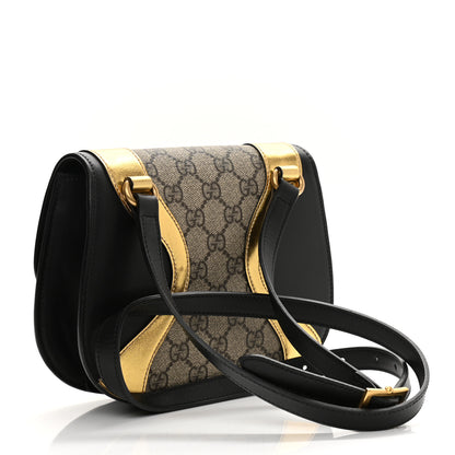 Gucci GG Supreme Monogram Small Osiride Shoulder Bag Black Gold 3 of 14