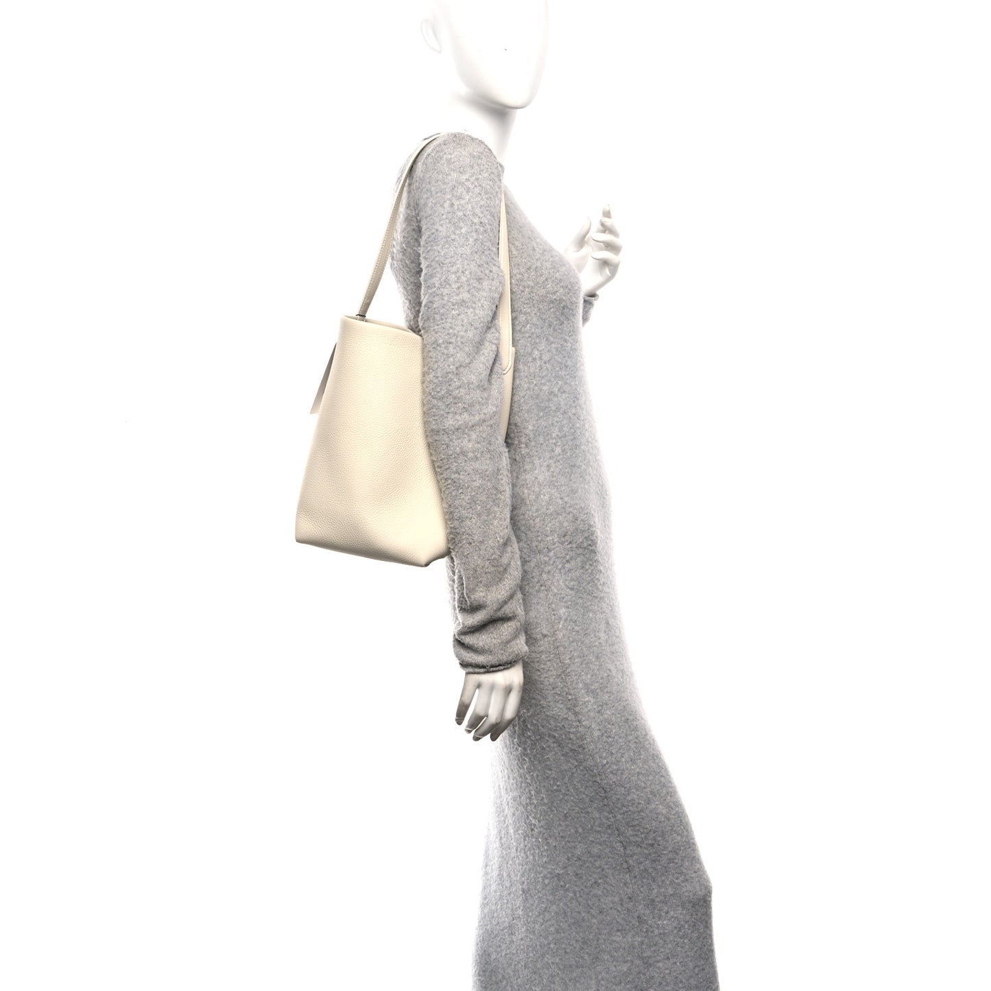 Grained Calfskin Medium N/S Park Tote Ivory