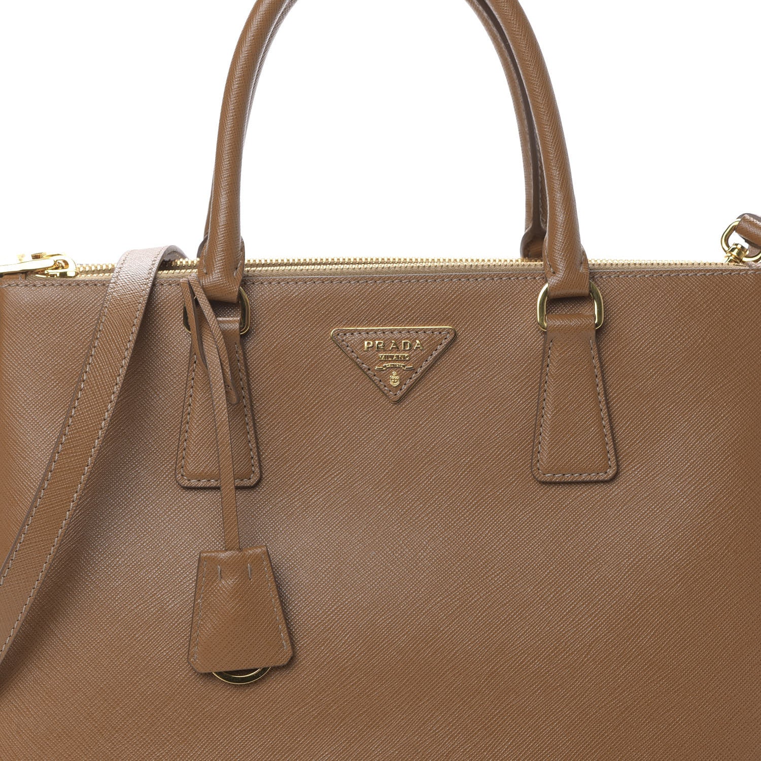 Prada Saffiano Lux Large Galleria Double Zip Tote Caramel 9 of 9