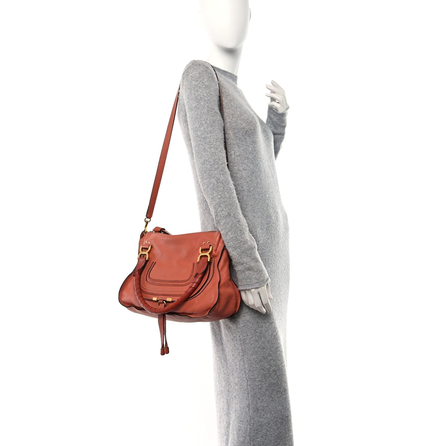 Calfskin Medium Marcie Satchel Coral