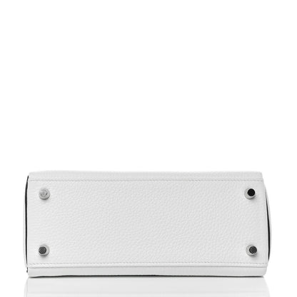 Hermes Taurillon Clemence Horseshoe Kelly Retourne 25 White Black 7 of 43