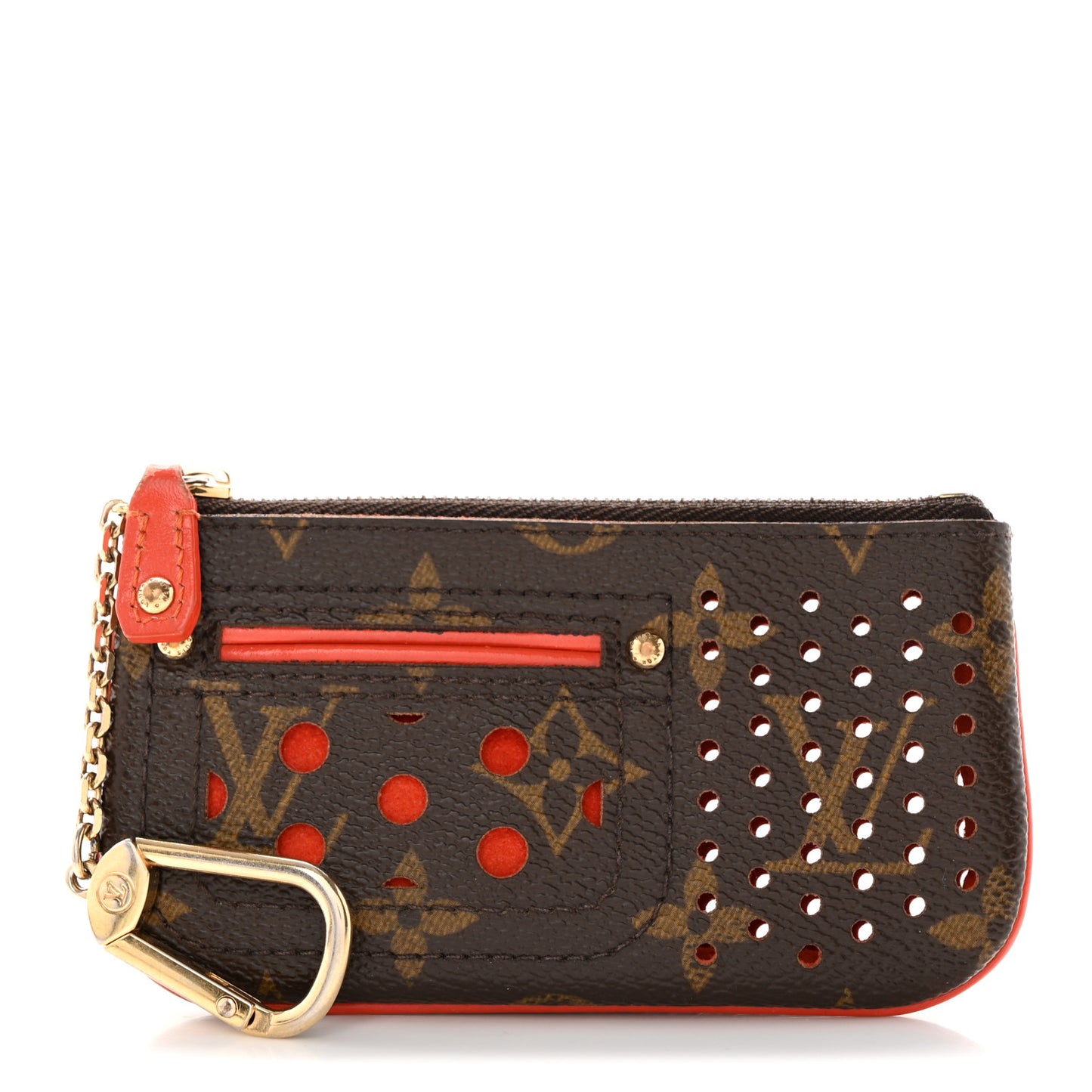 Monogram Perforated Key Pouch Orange