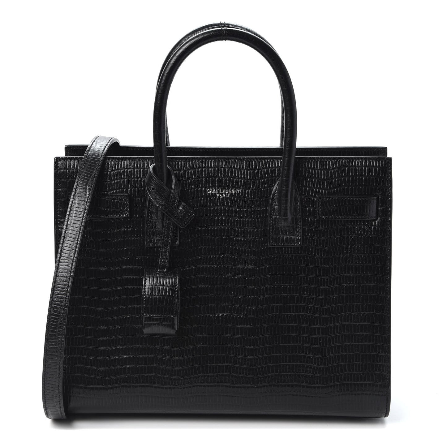 Lizard Embossed Calfskin Baby Sac De Jour Black