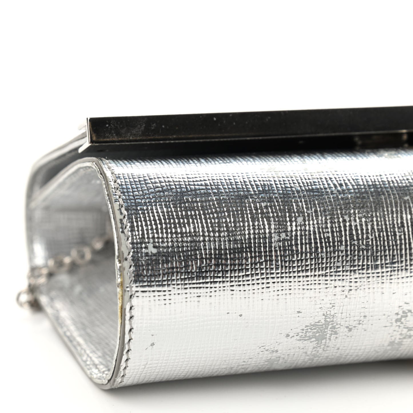 Vitello Mirror Elite Bi-Color Mini Rush Clutch Argento Champagne