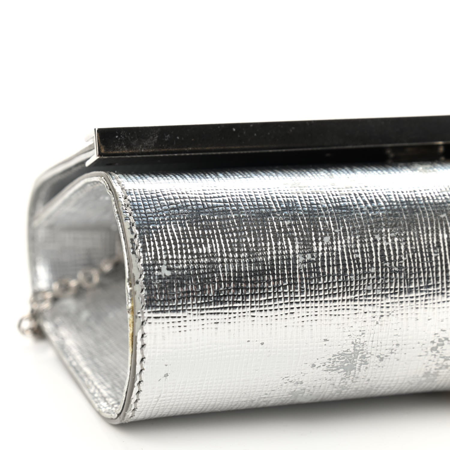 Fendi Vitello Mirror Elite Bi-Color Mini Rush Clutch Argento Champagne 9 of 13