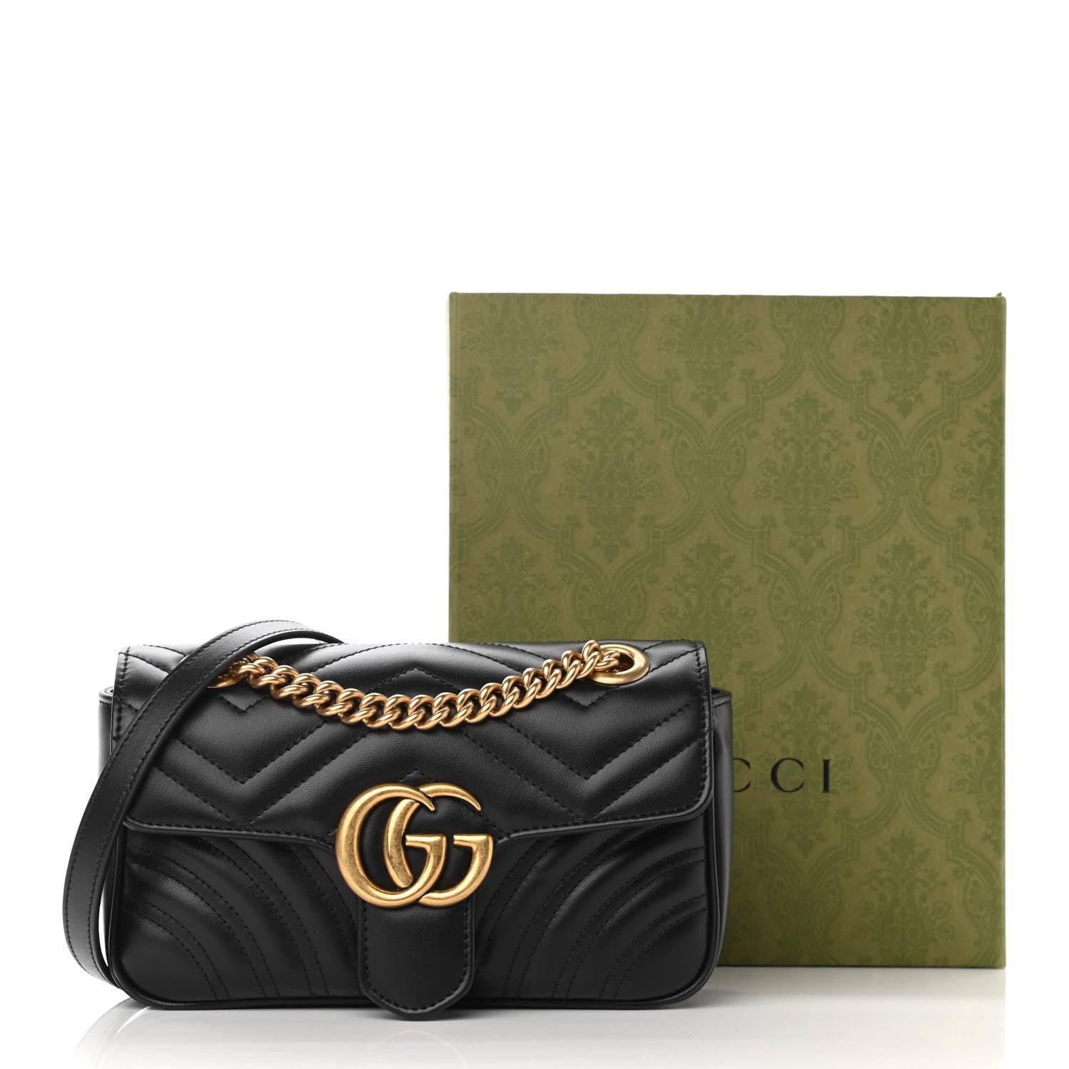 Gucci Calfskin Matelasse Mini GG Marmont Shoulder Bag Black 12 of 12