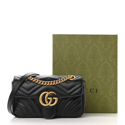 Gucci Calfskin Matelasse Mini GG Marmont Shoulder Bag Black 12 of 12
