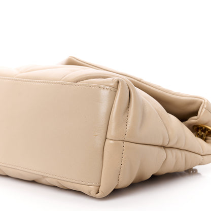 Saint Laurent Lambskin Quilted Small Loulou Puffer Monogram Chain Satchel Dark Beige 11 of 11