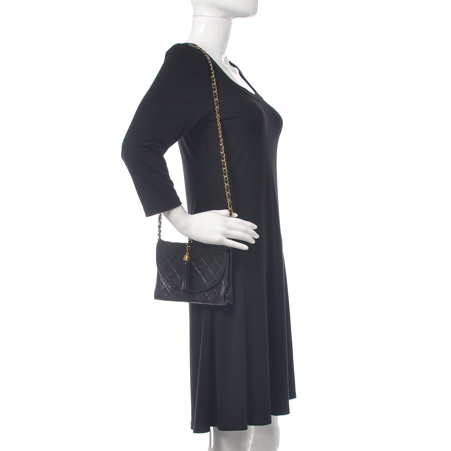 Chanel Lambskin Quilted Small Tassel Flap Black 2 of 16