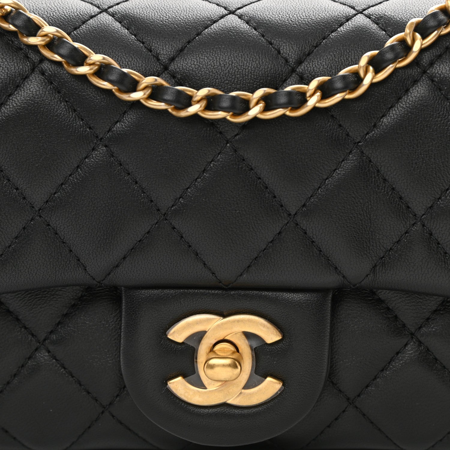 Chanel Lambskin Quilted Mini Rectangular Pearl Crush Flap Black 8 of 11