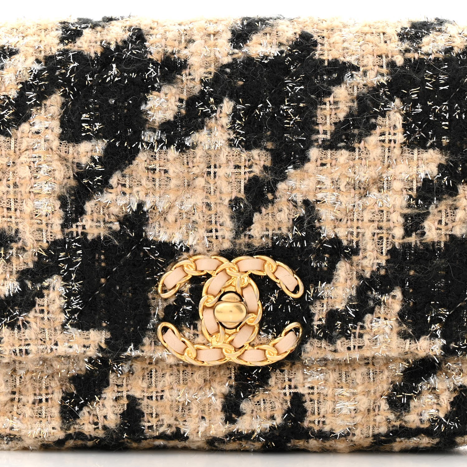 Chanel Tweed Quilted Chanel 19 Waist Bag Beige Black 8 of 11