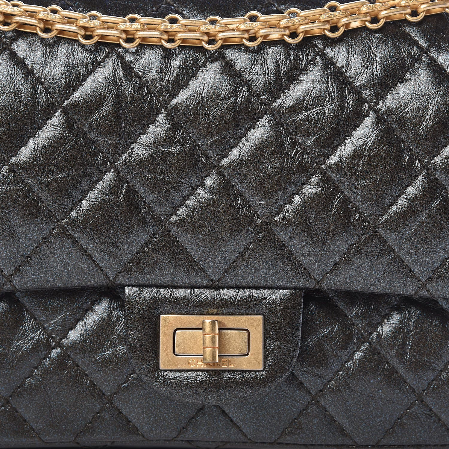 Chanel Glittered Aged Calfskin Quilted 2.55 Reissue 225 Flap Blue 8 of 10