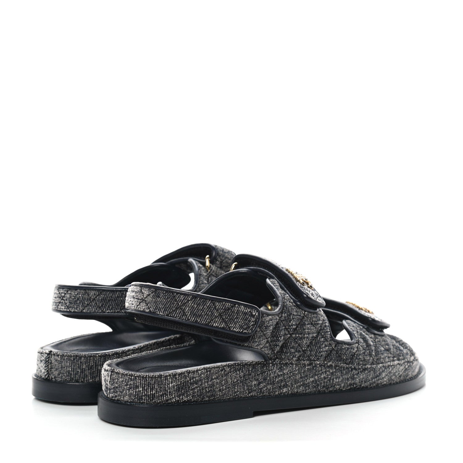 Chanel Denim Quilted Dad Sandals 40 Grey 4 of 8