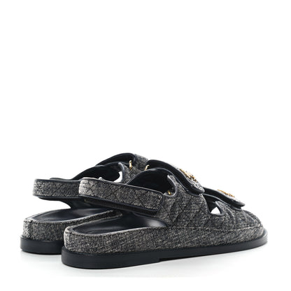 Chanel Denim Quilted Dad Sandals 40 Grey 4 of 8