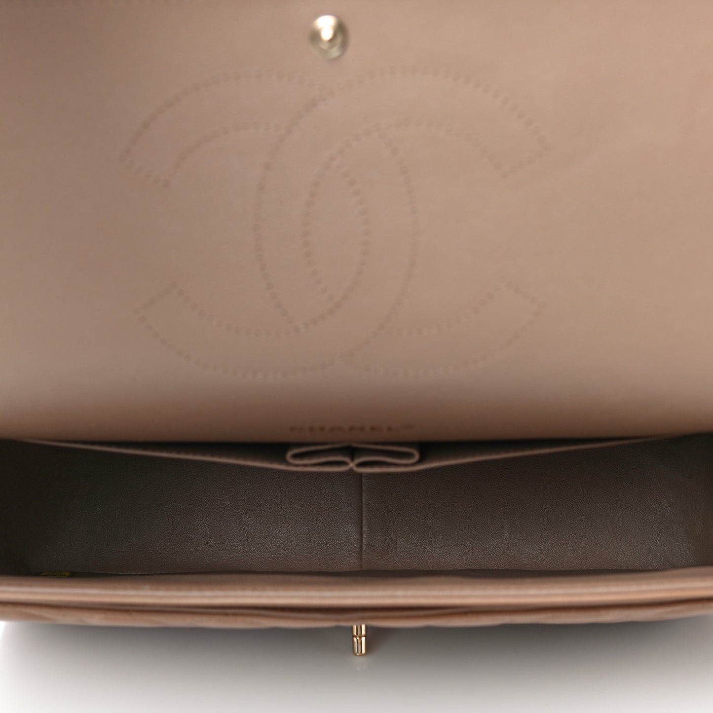 Lambskin Quilted Maxi Double Flap Beige