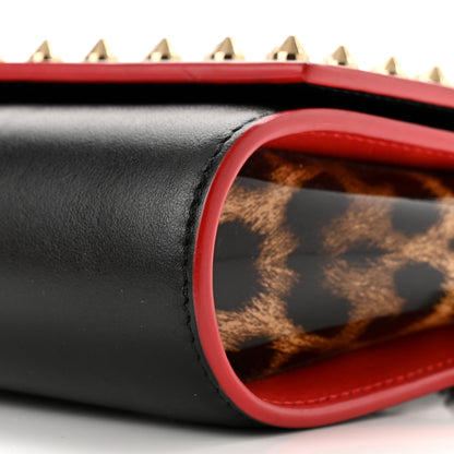 Christian Louboutin Calfskin Patent Leopard Spikes Paloma Clutch Black 10 of 10