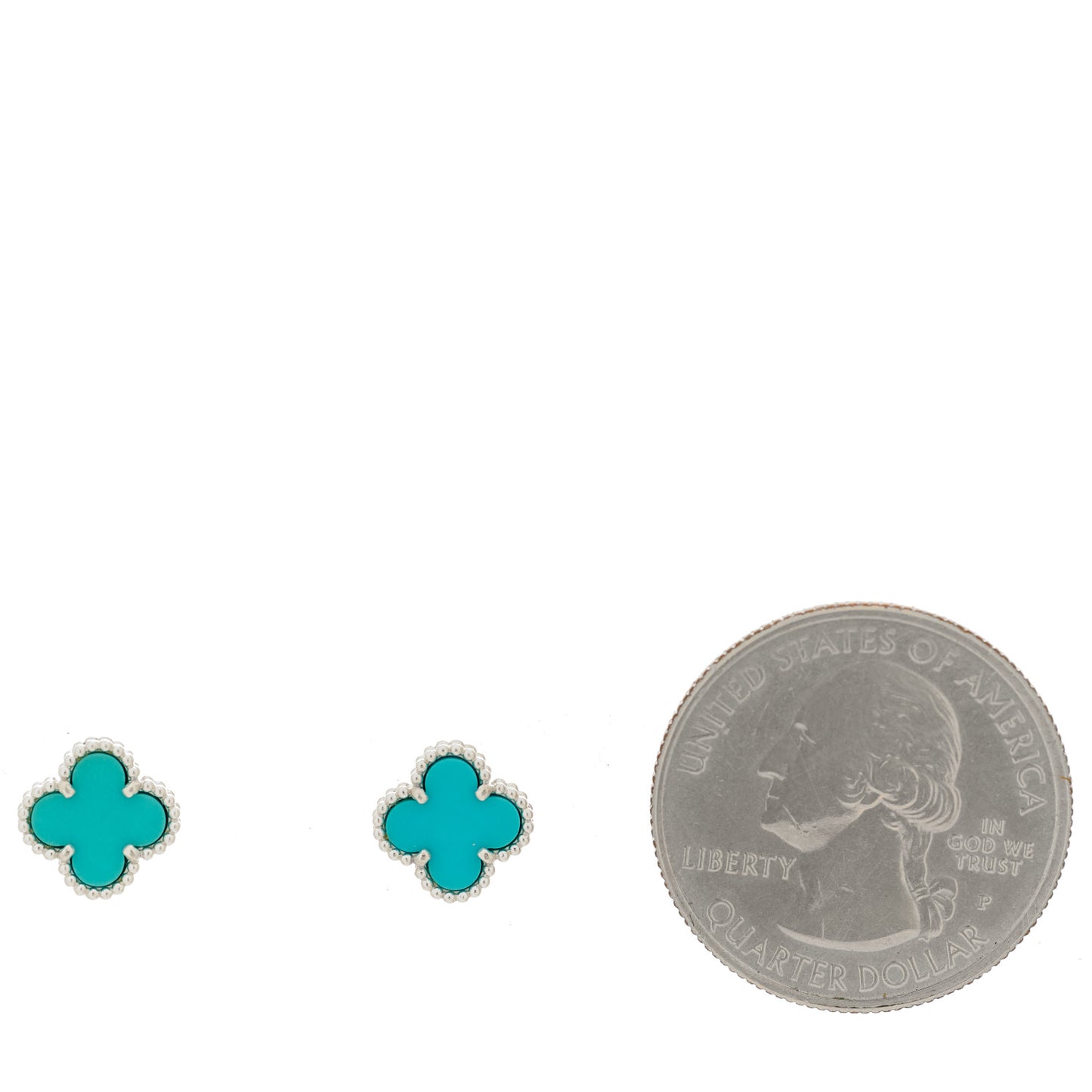 18K White Gold Turquoise Sweet Alhambra Earrings