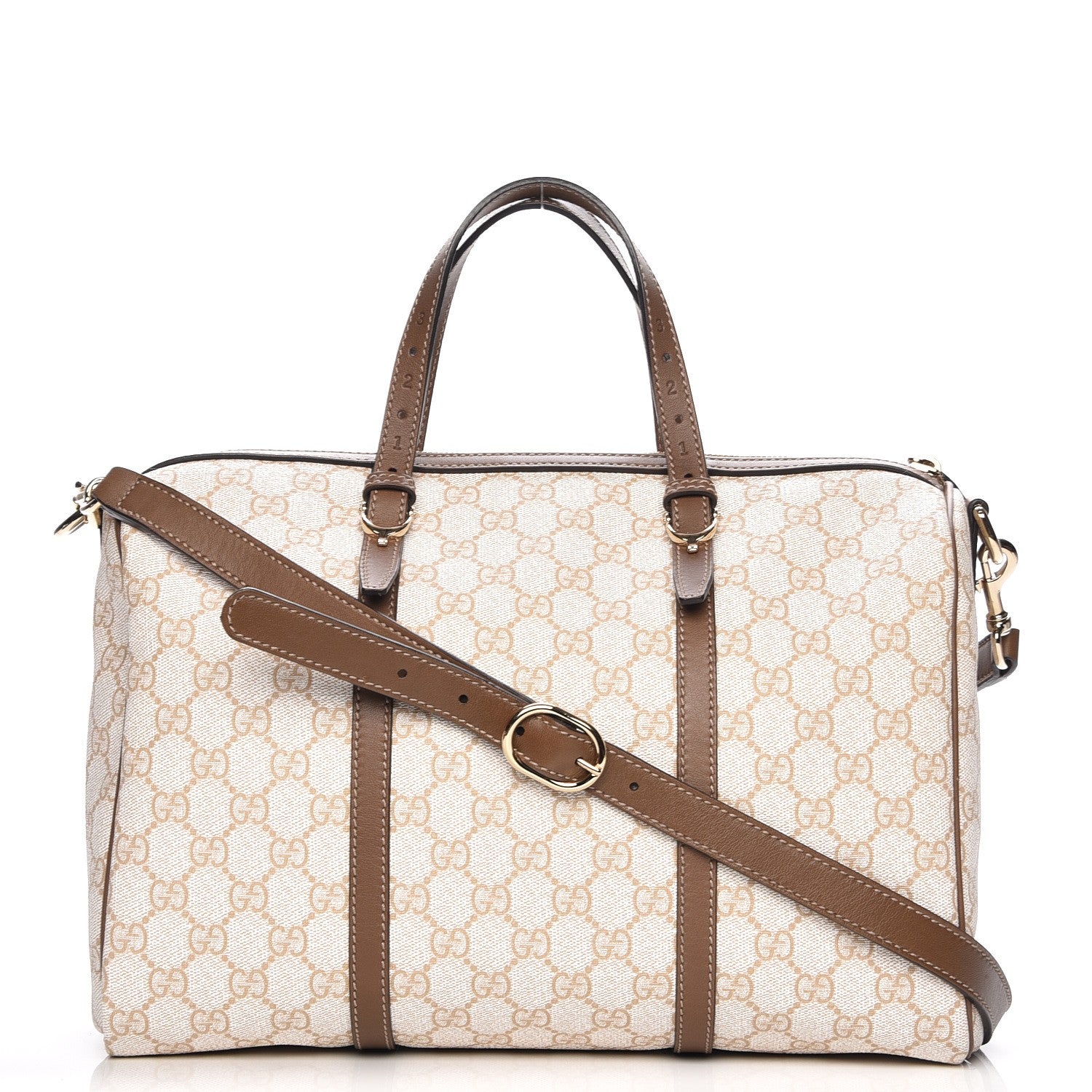 Gucci GG Supreme Monogram Calfskin Medium Nice Boston New Mystic White Beige Brown 1 of 8
