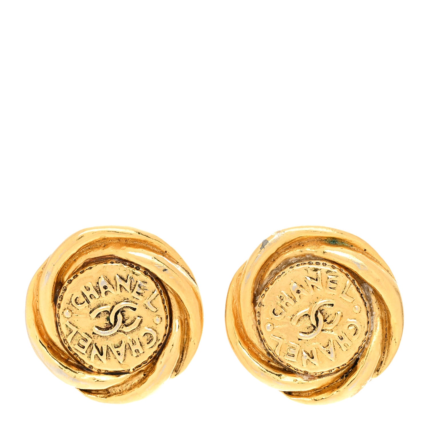 Chanel Round CC Clip On Earrings Gold 1 of 15