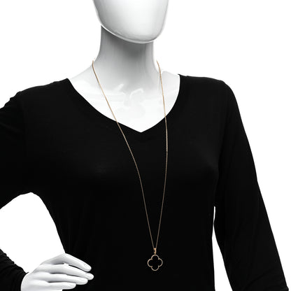 Van Cleef & Arpels 18K Yellow Gold Black Onyx Magic Alhambra Pendant Necklace 2 of 6