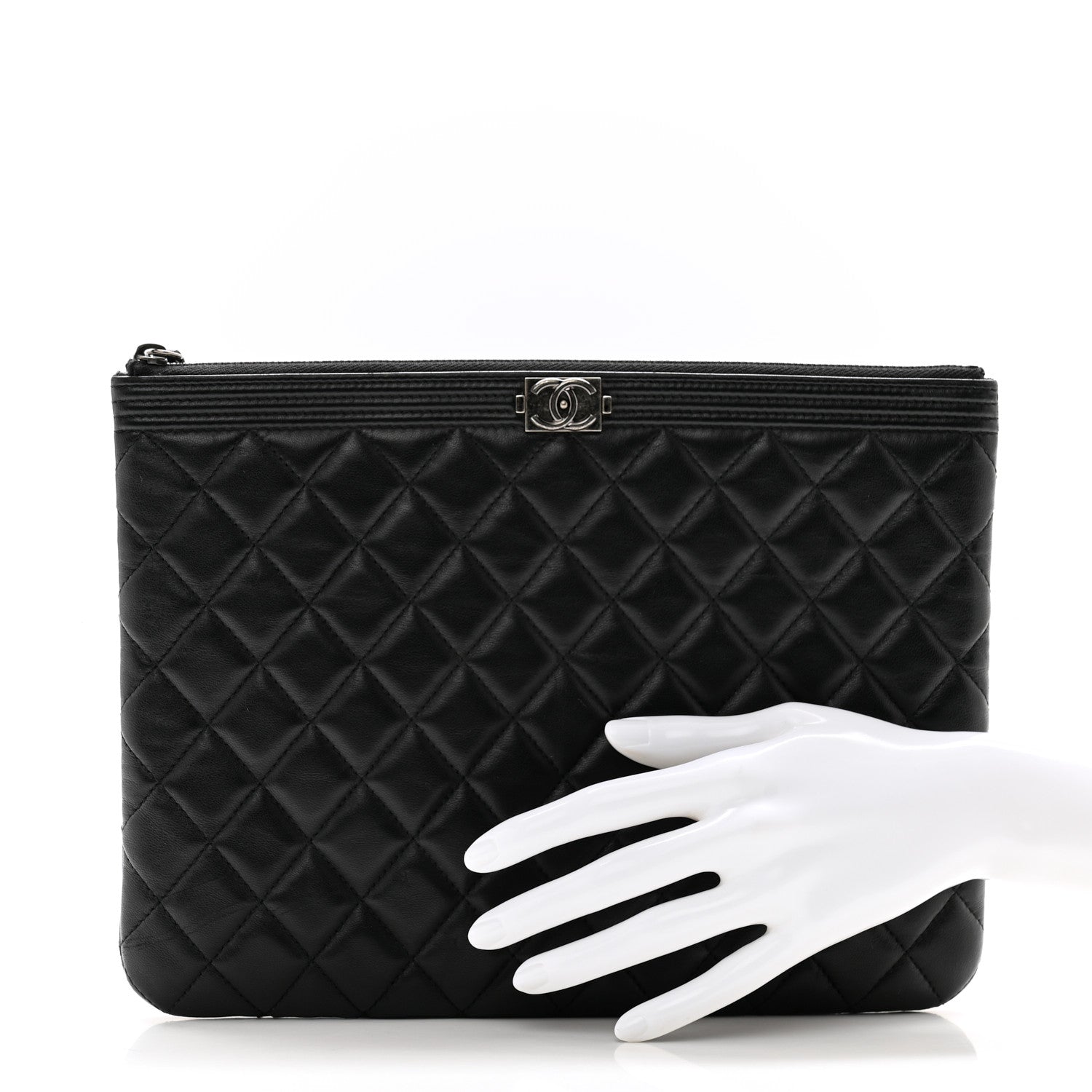 Chanel Lambskin Quilted Medium Boy Cosmetic Case Black 2 of 9
