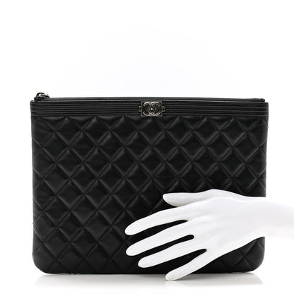 Chanel Lambskin Quilted Medium Boy Cosmetic Case Black 2 of 9