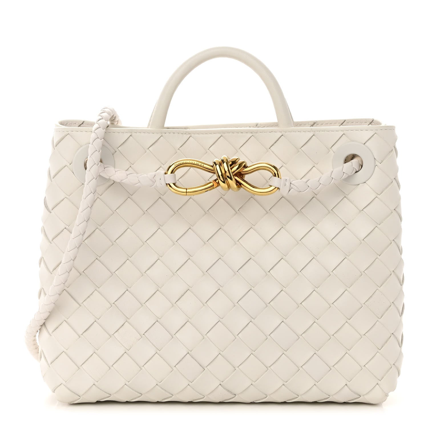 Bottega Veneta Nappa Intrecciato Small Andiamo Shoulder Bag White 1 of 10