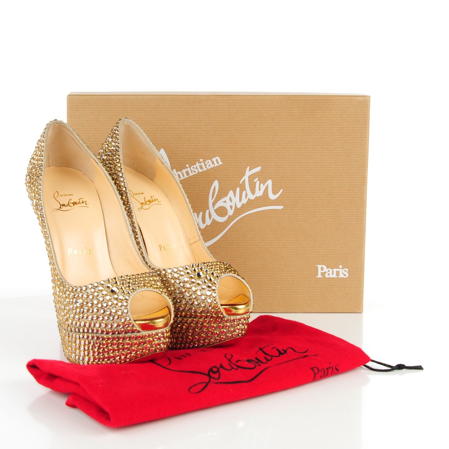 Specchio Strass Crystal Lady Peep 150 Pumps 36 Gold