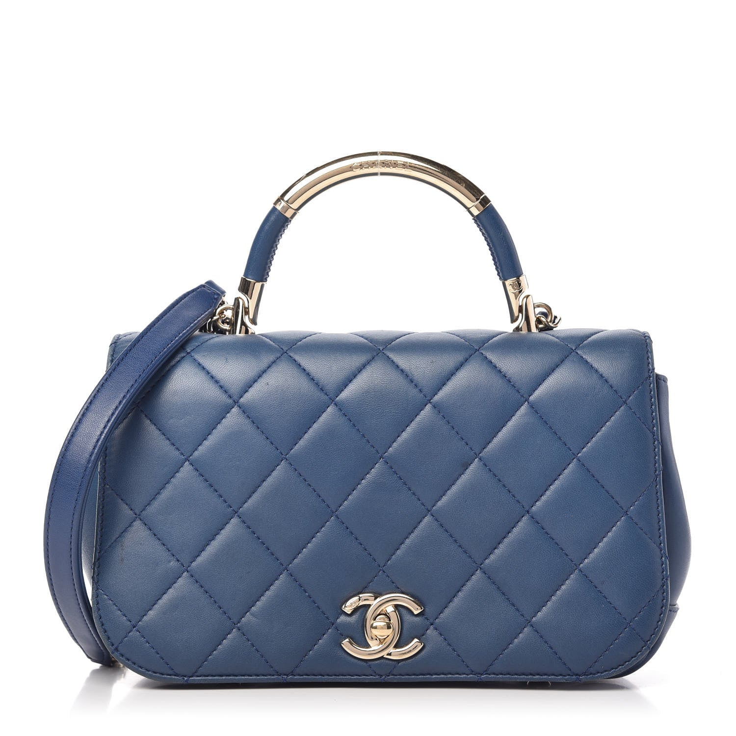 Chanel Lambskin Small Carry Chic Flap Blue 1 of 11