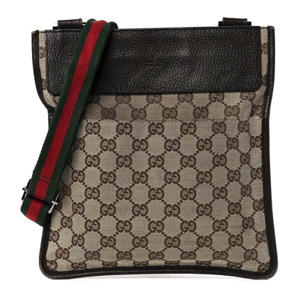 Gucci GG Monogram Web Messenger Crossbody Bag Dark Brown 1 of 16