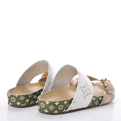 Louis Vuitton Monogram Giant Bom Dia Flat Mule Sandals 36.5 White Moka 4 of 11
