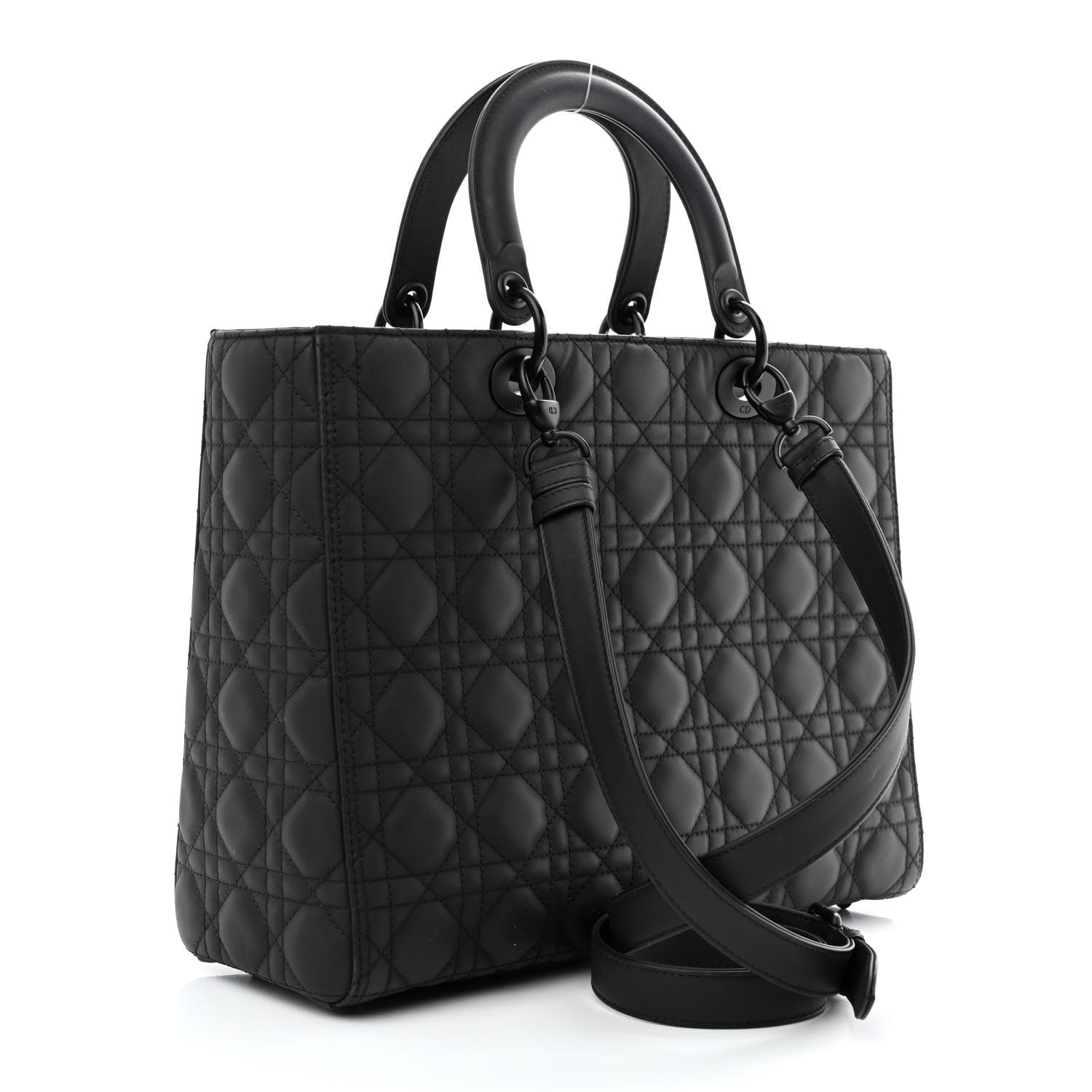 Christian Dior Ultra Matte Calfskin Cannage Large Lady Dior Black 3 of 11