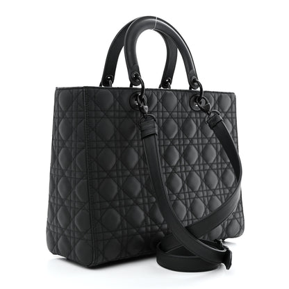 Christian Dior Ultra Matte Calfskin Cannage Large Lady Dior Black 3 of 11