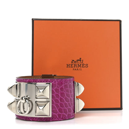 Hermes Shiny Alligator Collier De Chien CDC Bracelet S Fuchsia 6 of 6