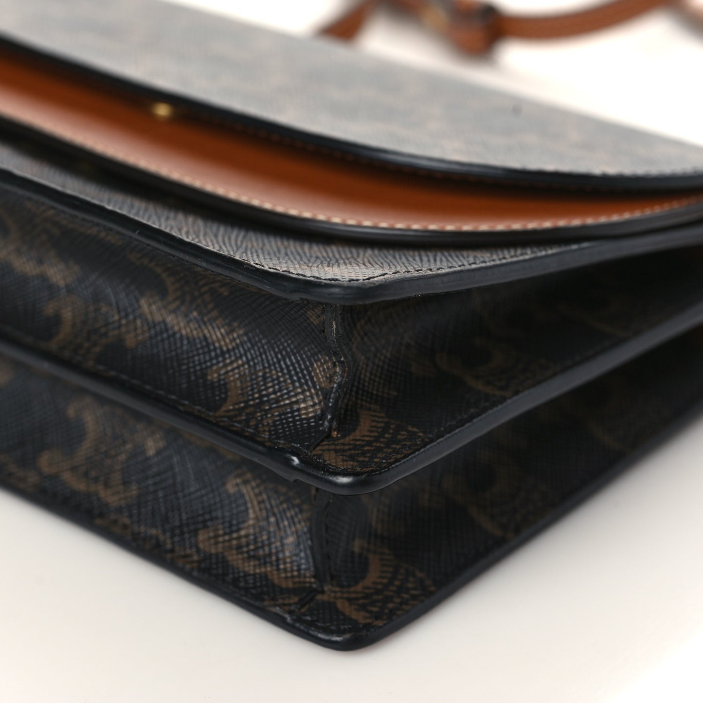 Triomphe Canvas Lambskin Wallet On Strap Tan