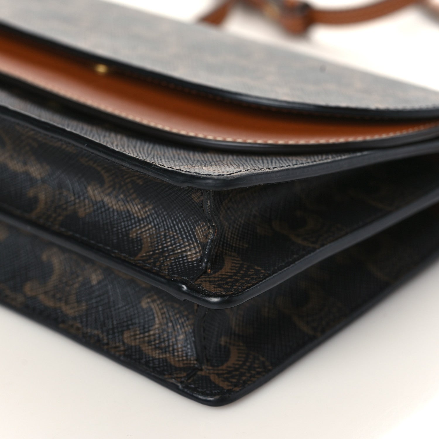 Celine Triomphe Canvas Lambskin Wallet On Strap Tan 10 of 11