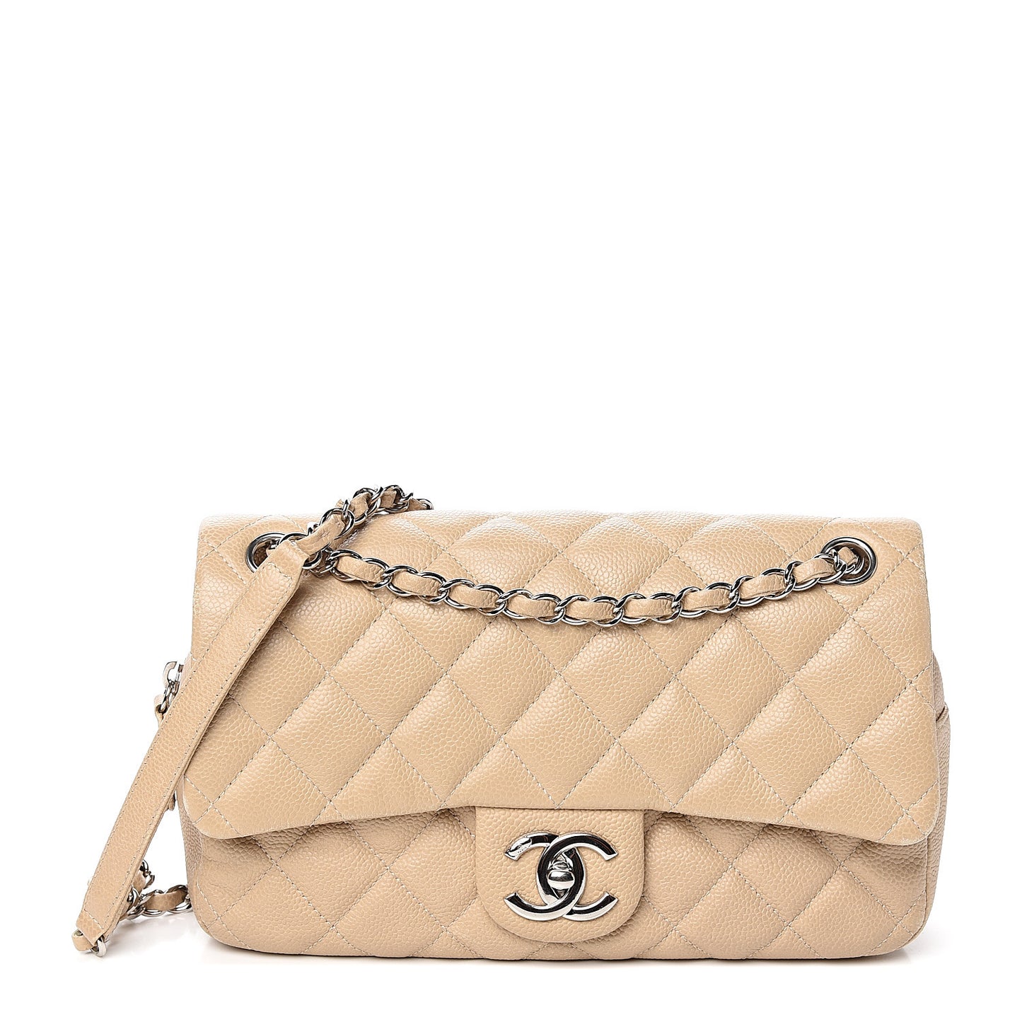Caviar Quilted Medium Easy Flap Beige