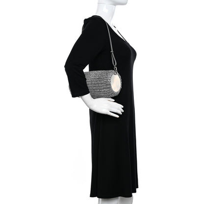 Loewe Metallic Lurex Pleated Bracelet Pouch Shoulder Bag Silver 2 of 9