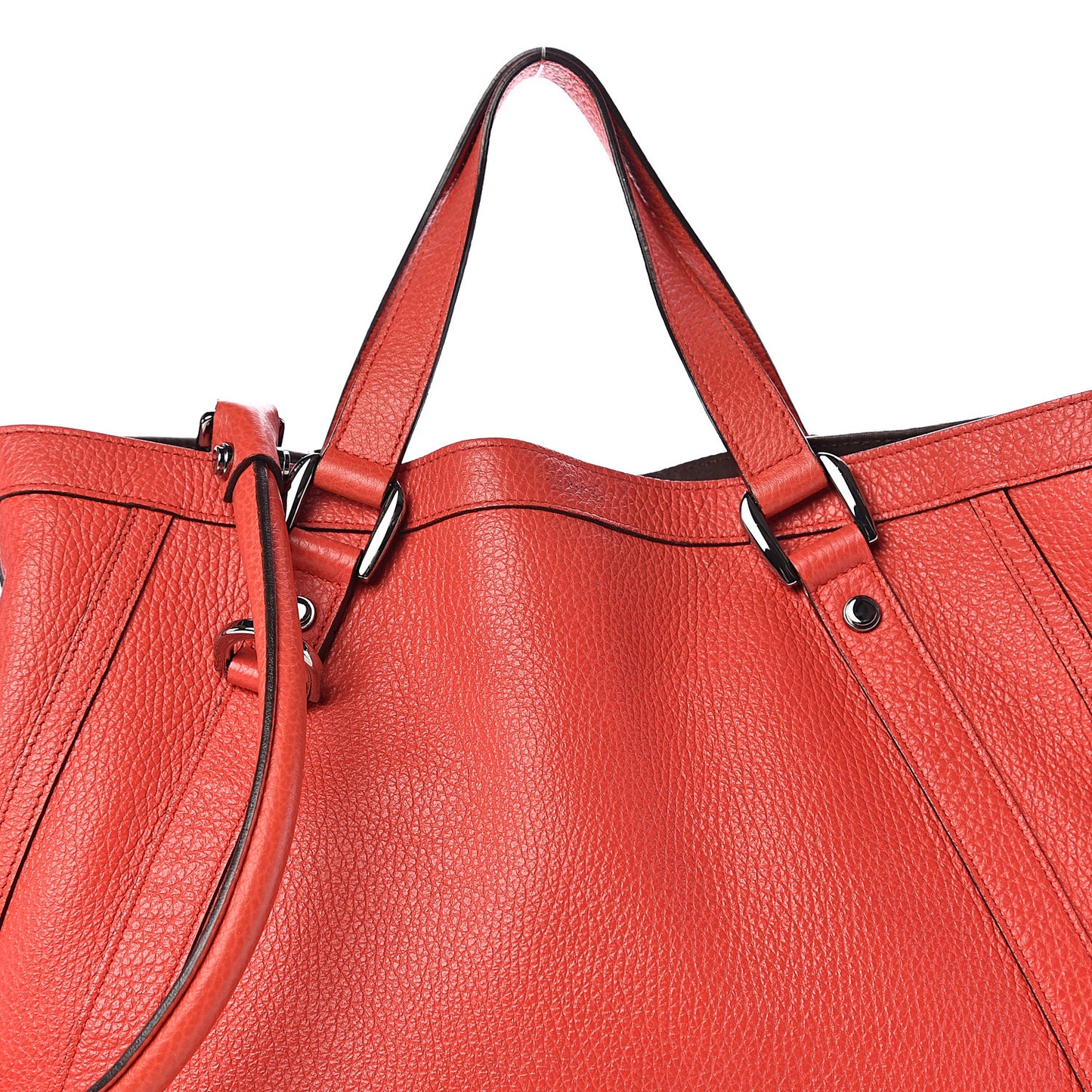 Pebbled Calfskin Medium Abbey Convertible Tote Red