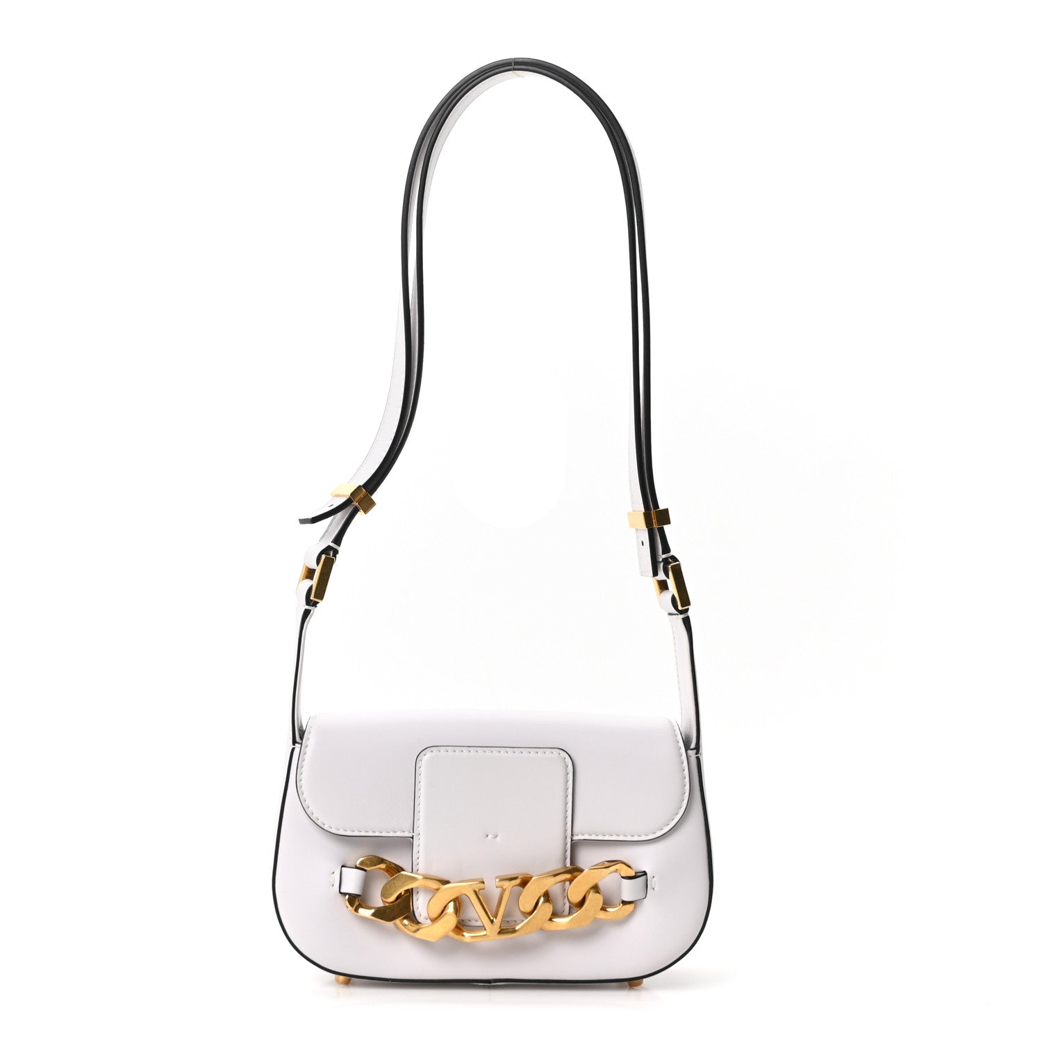 Valentino Garavani Calfskin Small Vlogo Chain Shoulder Bag Optic White 1 of 9