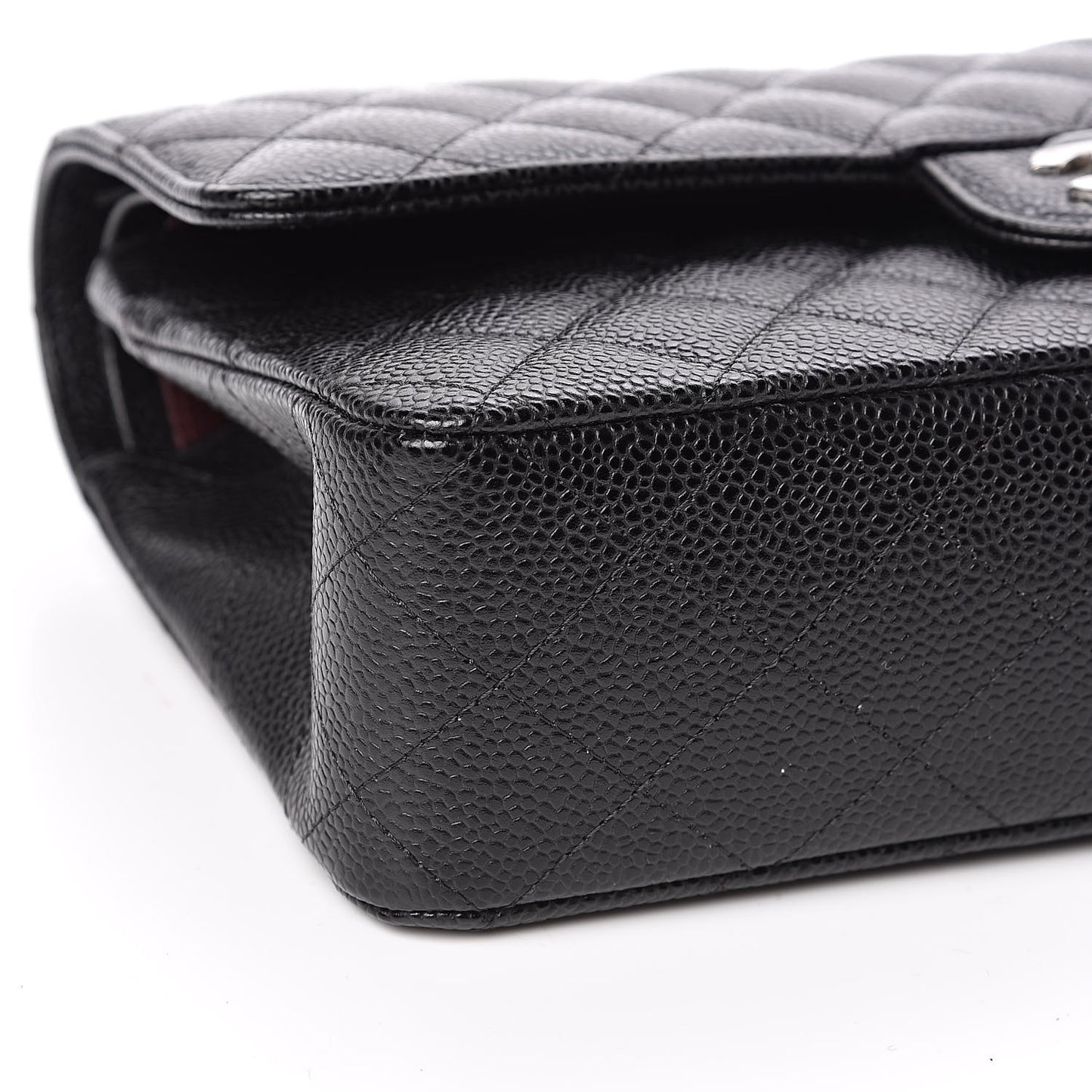 Caviar Quilted Medium Double Flap Black