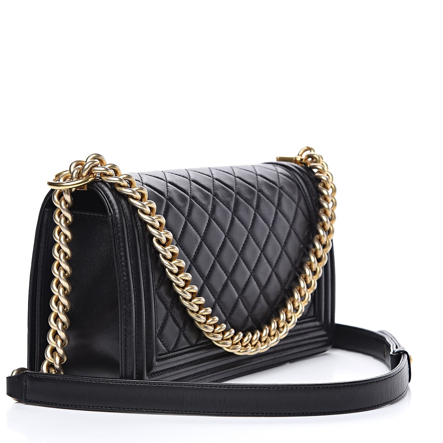 Lambskin Quilted Medium Boy Flap Black