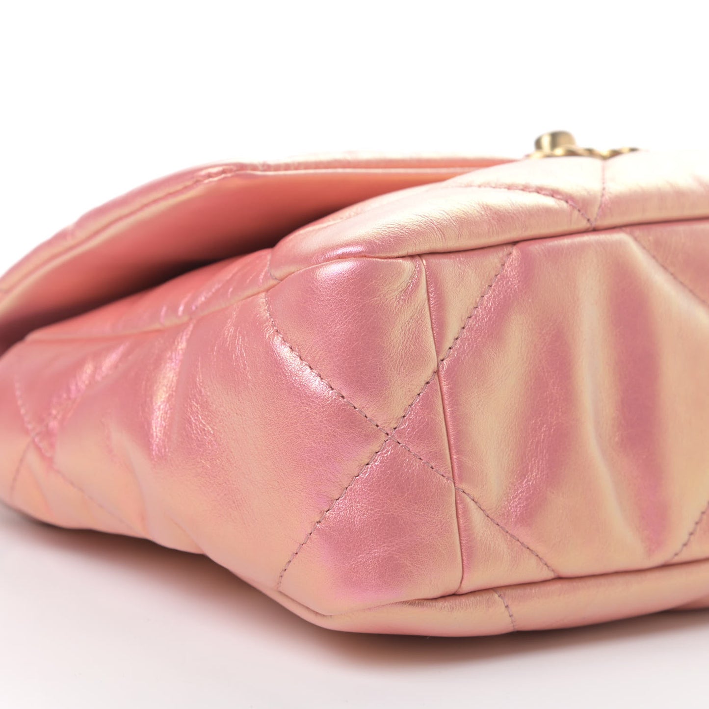 Iridescent Calfskin Quilted Medium Chanel 19 Flap Pink