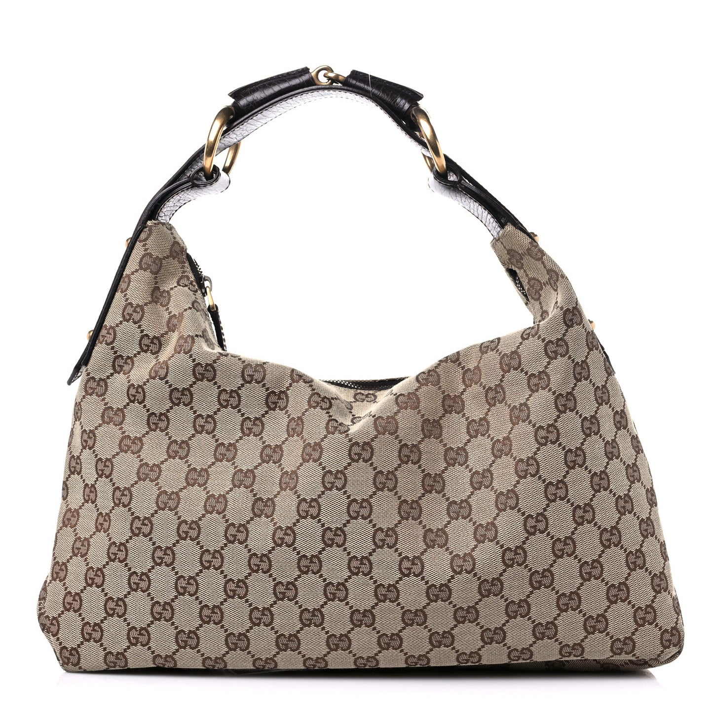 Monogram Medium Horsebit Chain Hobo Dark Brown